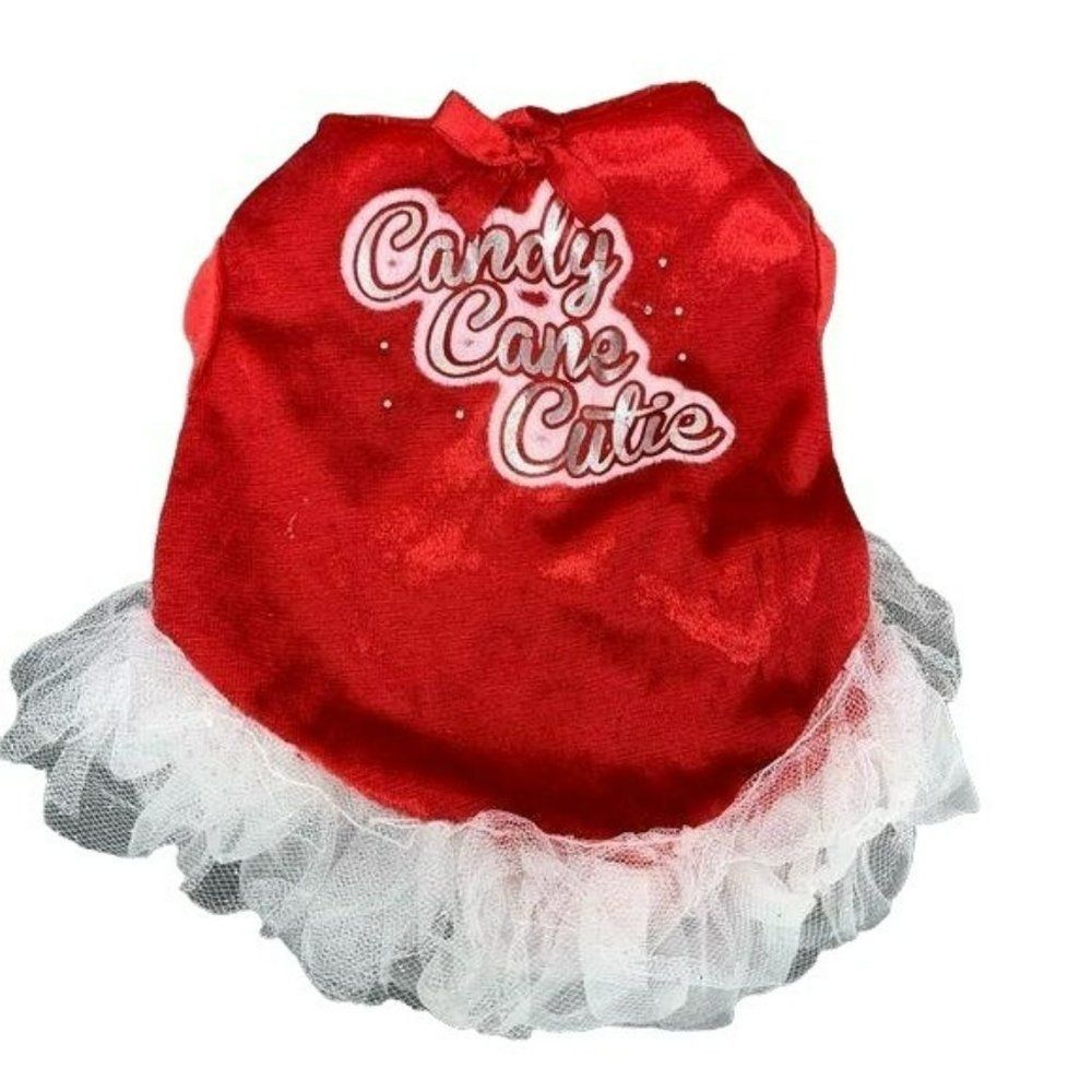 Simply Dog Red Candy Cane‎ Cutie Dog Outfit Size XS